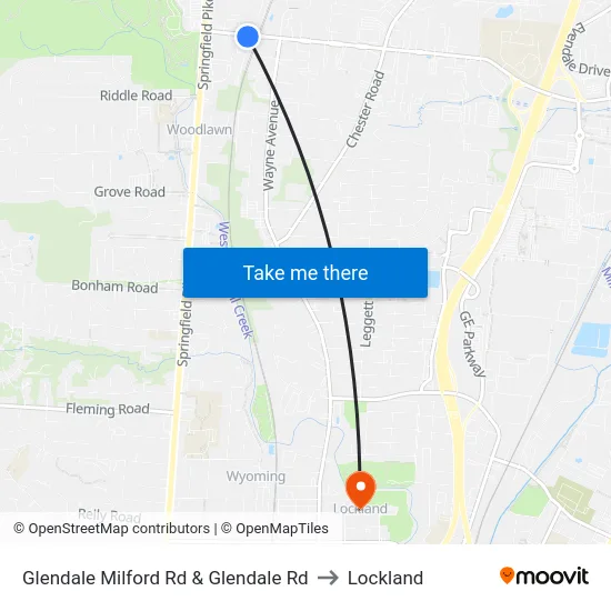 Glendale Milford Rd & Glendale Rd to Lockland map