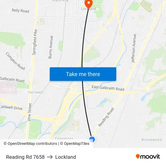 Reading Rd 7658 to Lockland map