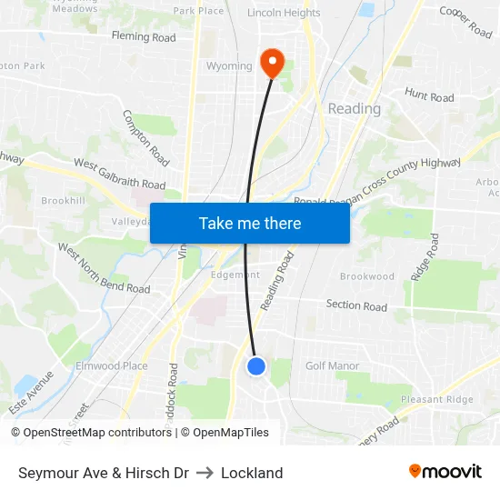 Seymour Ave & Hirsch Dr to Lockland map