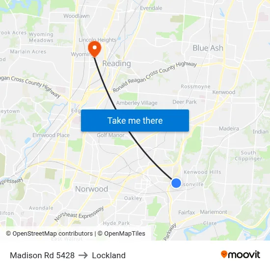 Madison Rd 5428 to Lockland map