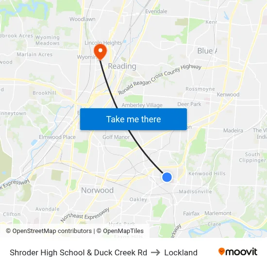 Shroder High School & Duck Creek Rd to Lockland map