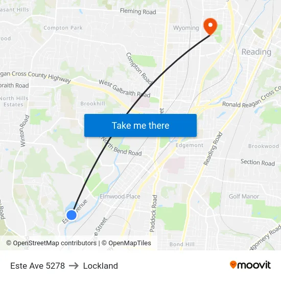 Este Ave 5278 to Lockland map