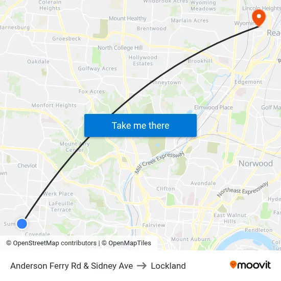 Anderson Ferry Rd & Sidney Ave to Lockland map