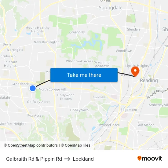 Galbraith Rd & Pippin Rd to Lockland map