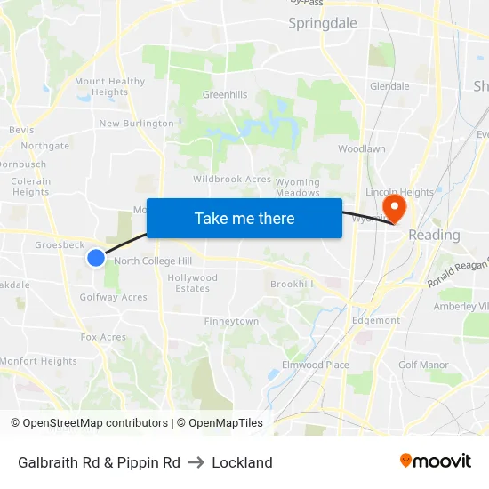Galbraith Rd & Pippin Rd to Lockland map