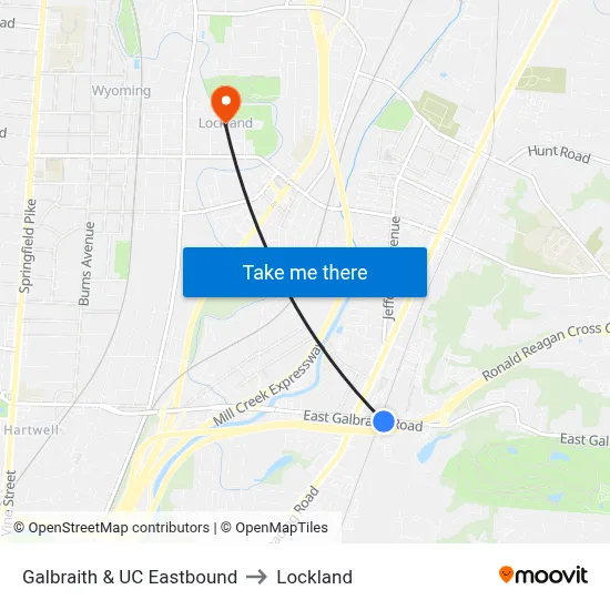 Galbraith & UC Eastbound to Lockland map