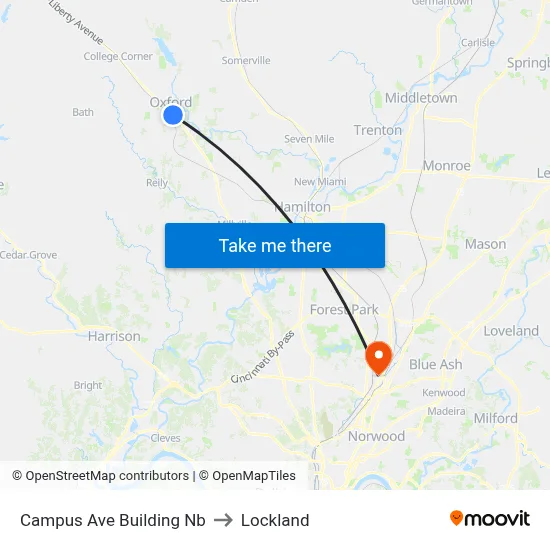 Campus Ave Building Nb to Lockland map