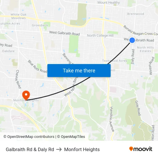 Galbraith Rd & Daly Rd to Monfort Heights map