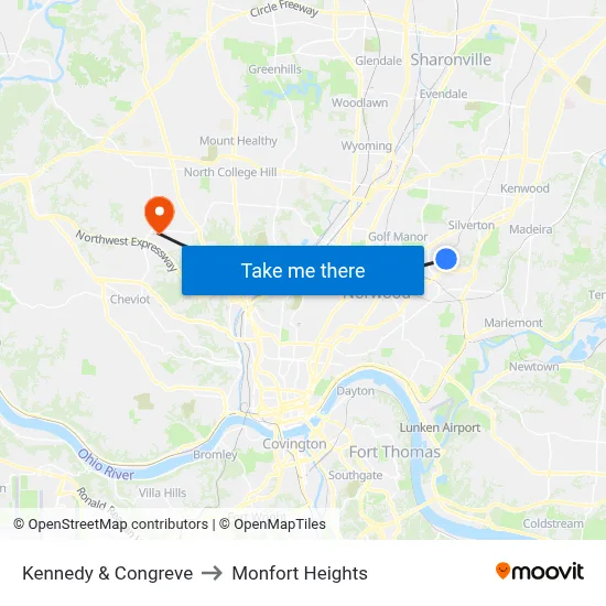 Kennedy & Congreve to Monfort Heights map