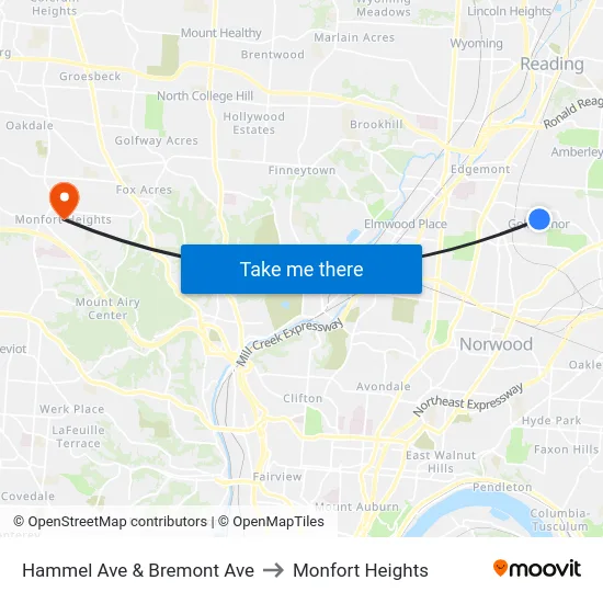 Hammel Ave & Bremont Ave to Monfort Heights map