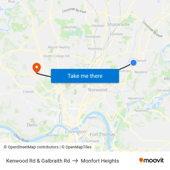 Kenwood Rd & Galbraith Rd to Monfort Heights map