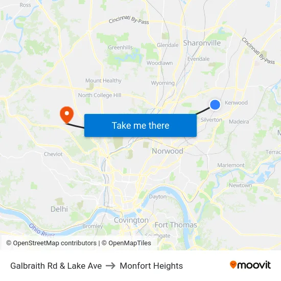 Galbraith Rd & Lake Ave to Monfort Heights map