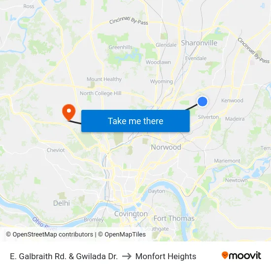 E. Galbraith Rd. & Gwilada Dr. to Monfort Heights map