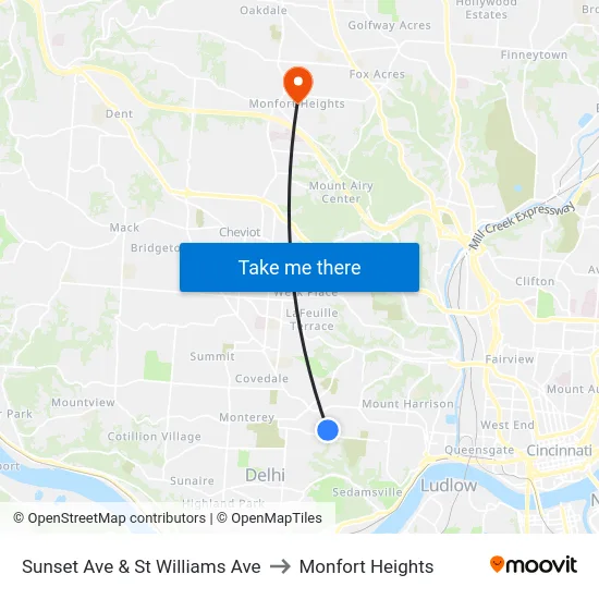 Sunset Ave & St Williams Ave to Monfort Heights map