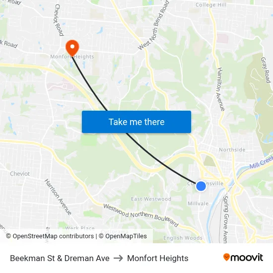 Beekman St & Dreman Ave to Monfort Heights map