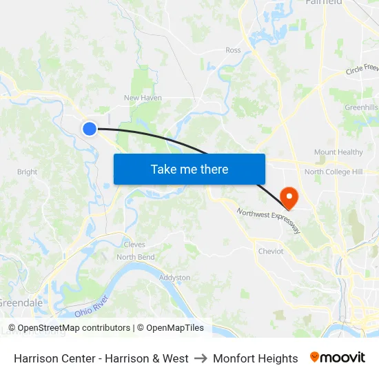 Harrison Center - Harrison & West to Monfort Heights map