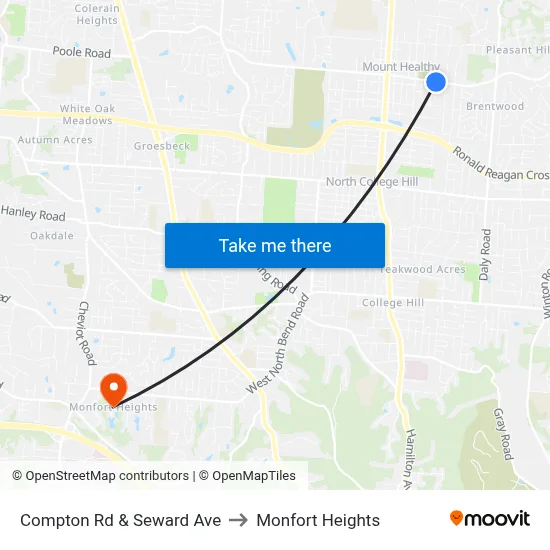 Compton Rd & Seward Ave to Monfort Heights map