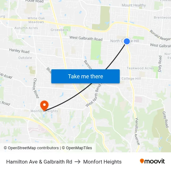 Hamilton Ave & Galbraith Rd to Monfort Heights map