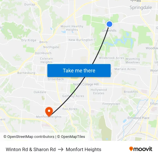 Winton Rd & Sharon Rd to Monfort Heights map