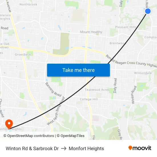 Winton Rd & Sarbrook Dr to Monfort Heights map