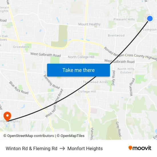 Winton Rd & Fleming Rd to Monfort Heights map