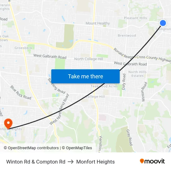 Winton Rd & Compton Rd to Monfort Heights map