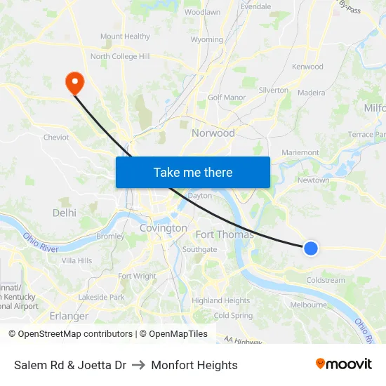 Salem Rd & Joetta Dr to Monfort Heights map