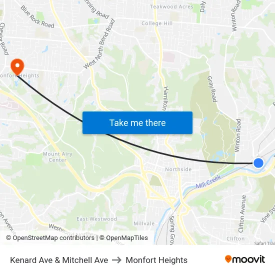 Kenard Ave & Mitchell Ave to Monfort Heights map