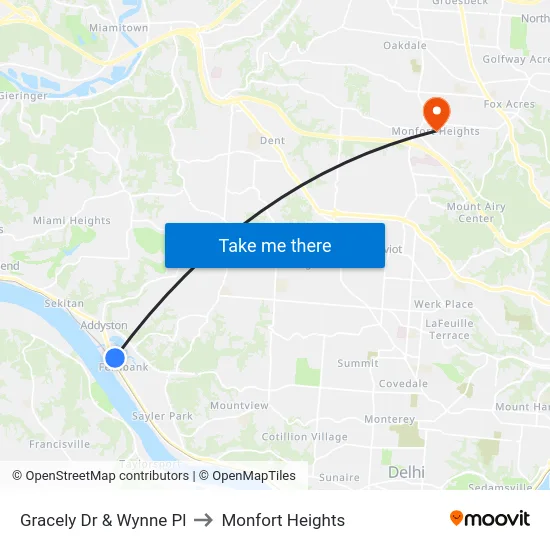 Gracely Dr & Wynne Pl to Monfort Heights map