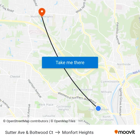 Sutter Ave & Boltwood Ct to Monfort Heights map