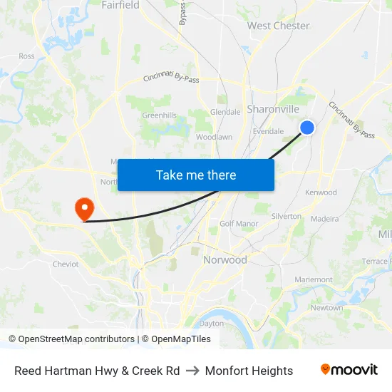 Reed Hartman Hwy & Creek Rd to Monfort Heights map