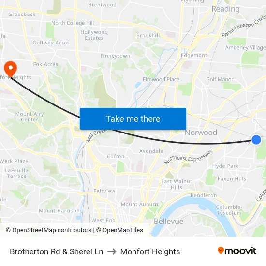 Brotherton Rd & Sherel Ln to Monfort Heights map
