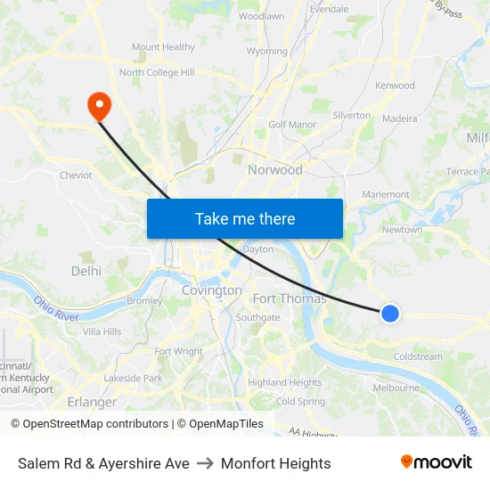 Salem Rd & Ayershire Ave to Monfort Heights map