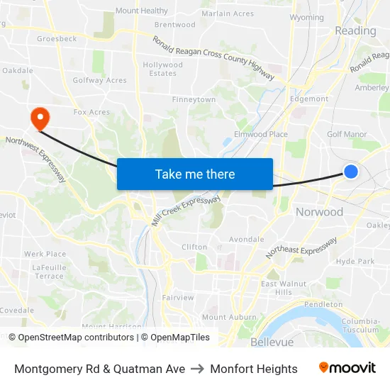 Montgomery Rd & Quatman Ave to Monfort Heights map