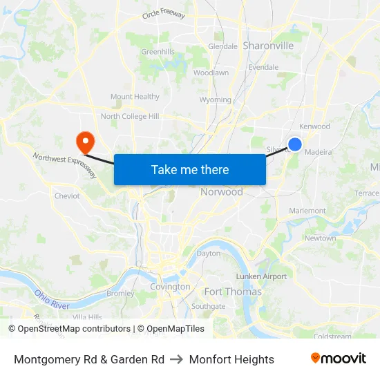Montgomery Rd & Garden Rd to Monfort Heights map