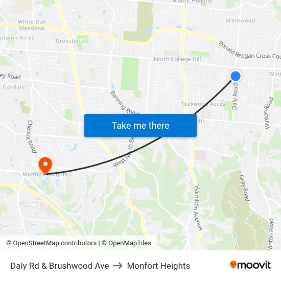 Daly Rd & Brushwood Ave to Monfort Heights map