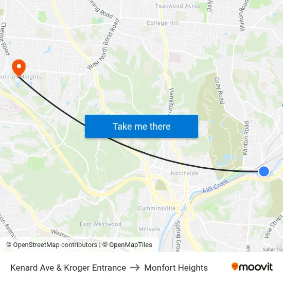 Kenard Ave & Kroger Entrance to Monfort Heights map