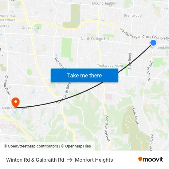 Winton Rd & Galbraith Rd to Monfort Heights map