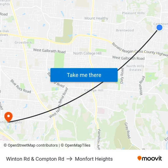 Winton Rd & Compton Rd to Monfort Heights map