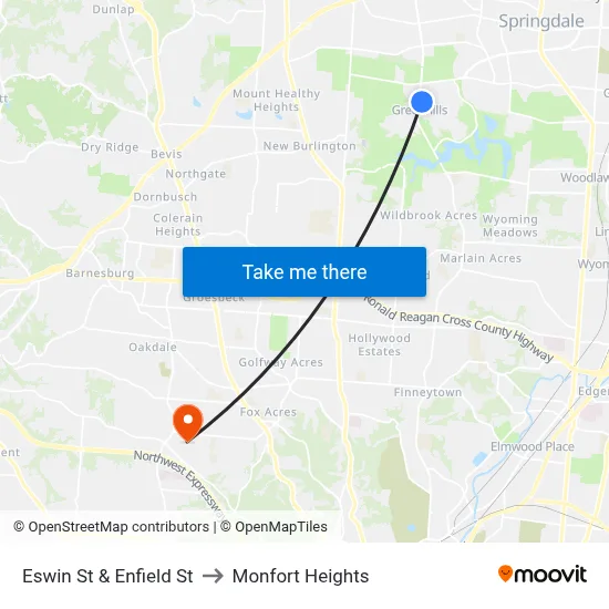 Eswin St & Enfield St to Monfort Heights map