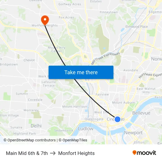 Main Mid 6th & 7th to Monfort Heights map