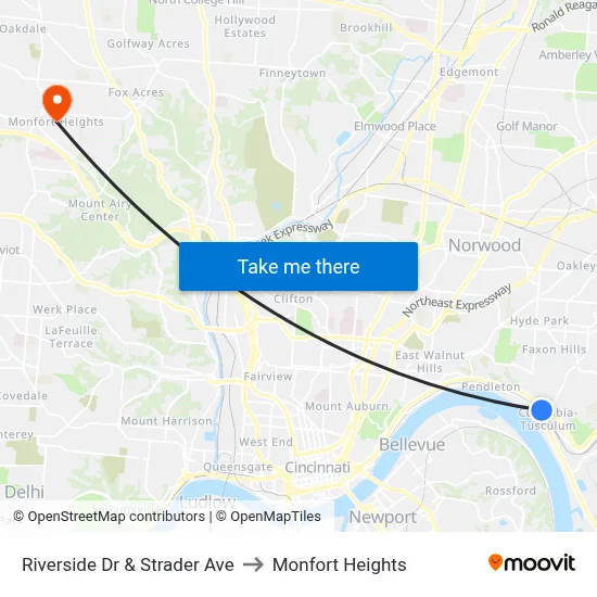 Riverside Dr & Strader Ave to Monfort Heights map