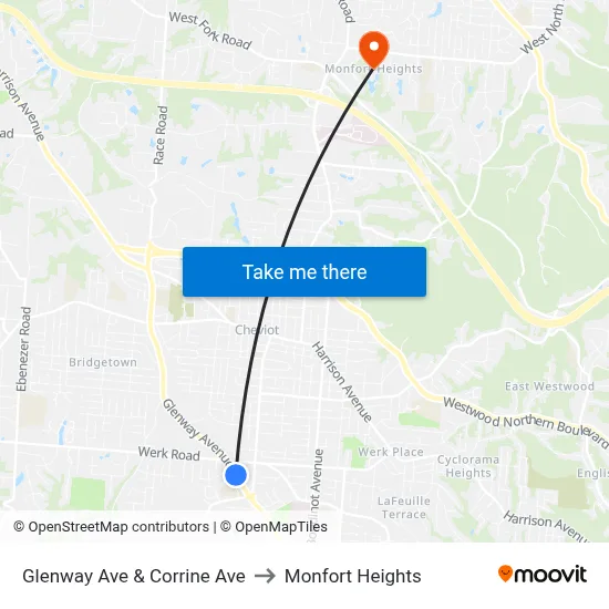 Glenway Ave & Corrine Ave to Monfort Heights map