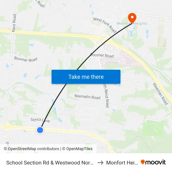 School Section Rd & Westwood Northern Blvd to Monfort Heights map