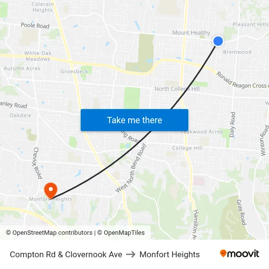 Compton Rd & Clovernook Ave to Monfort Heights map