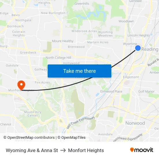 Wyoming Ave & Anna St to Monfort Heights map