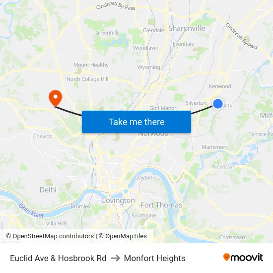 Euclid Ave & Hosbrook Rd to Monfort Heights map