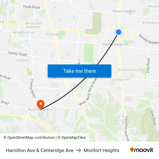 Hamilton Ave & Centeridge Ave to Monfort Heights map