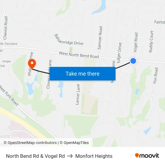 North Bend Rd & Vogel Rd to Monfort Heights map