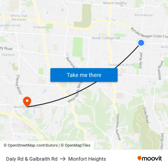 Daly Rd & Galbraith Rd to Monfort Heights map